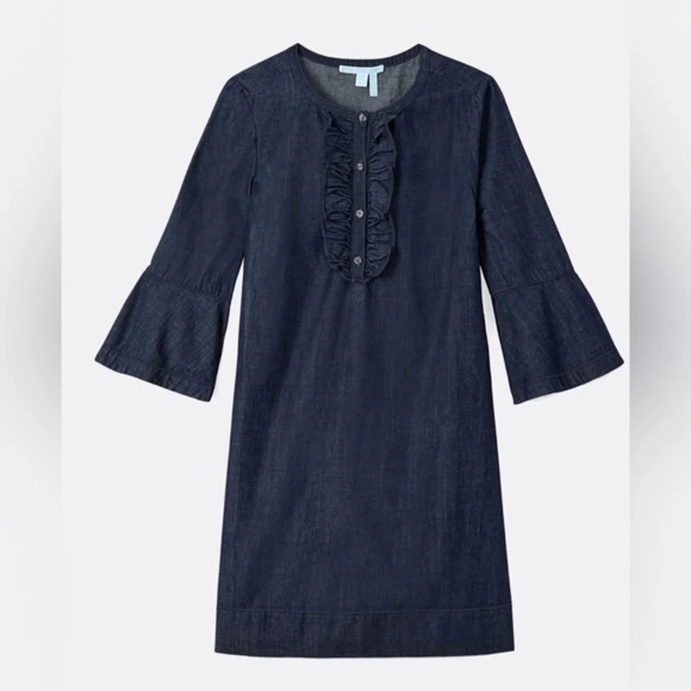 Draper James Chambray Ruffle Shift Dress Size 0